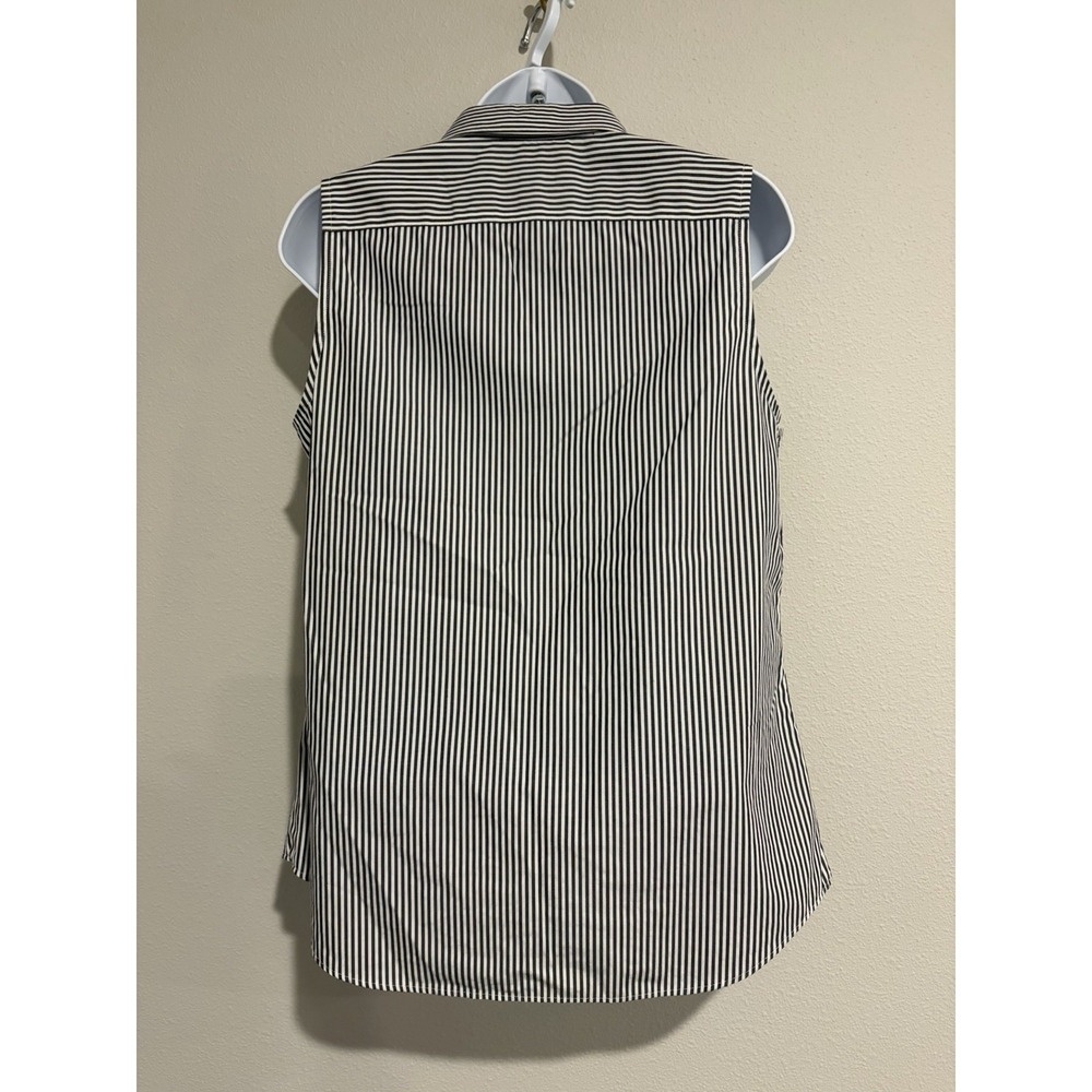 Lauren Ralph Lauren Button Up Shirt~M~Striped Cotton Sleeveless Classic Preppy - Picture 6 of 12